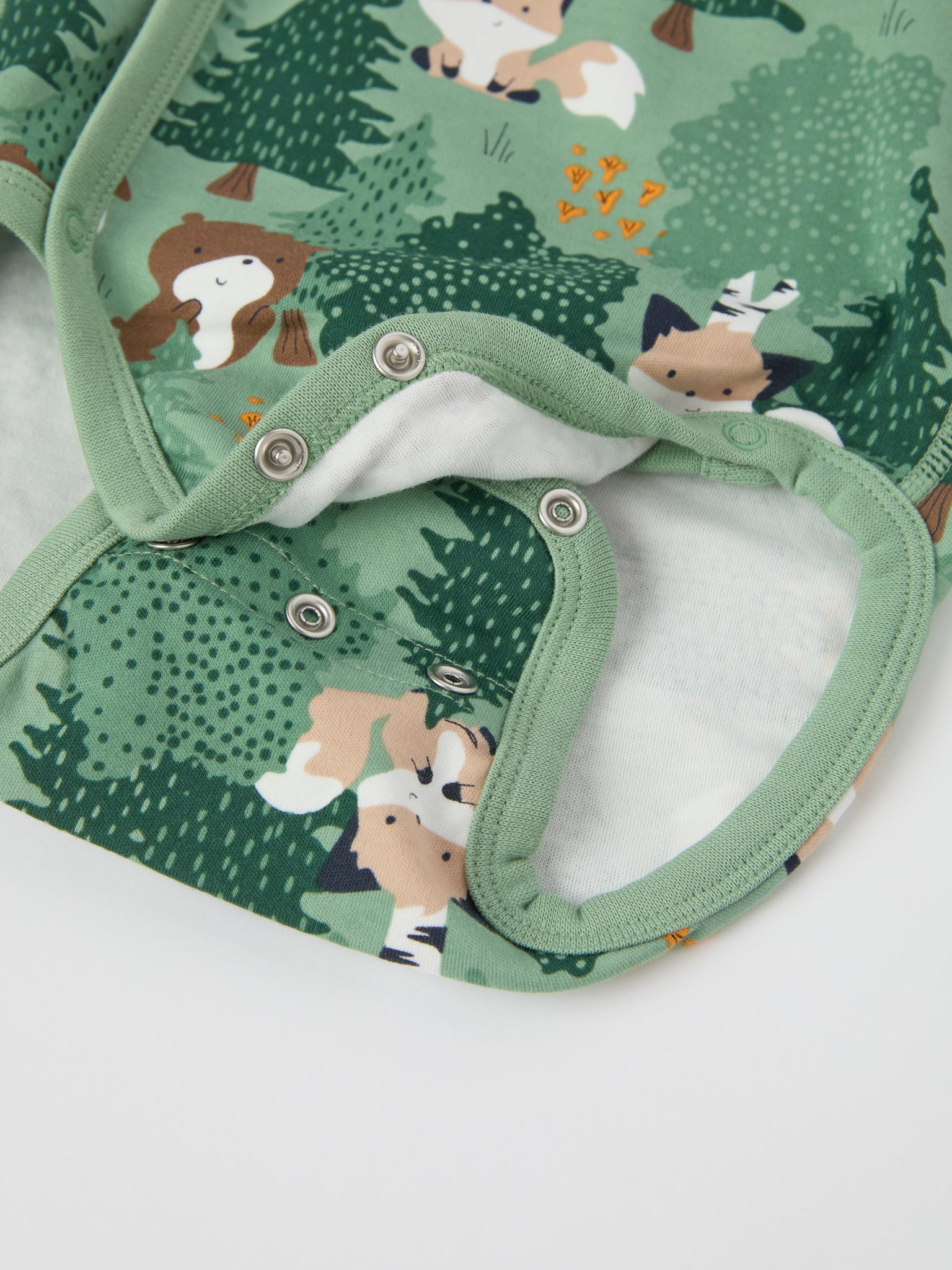 Forest Print Wraparound Babygrow from the Polarn O. Pyret baby collection. The best ethical kids clothes