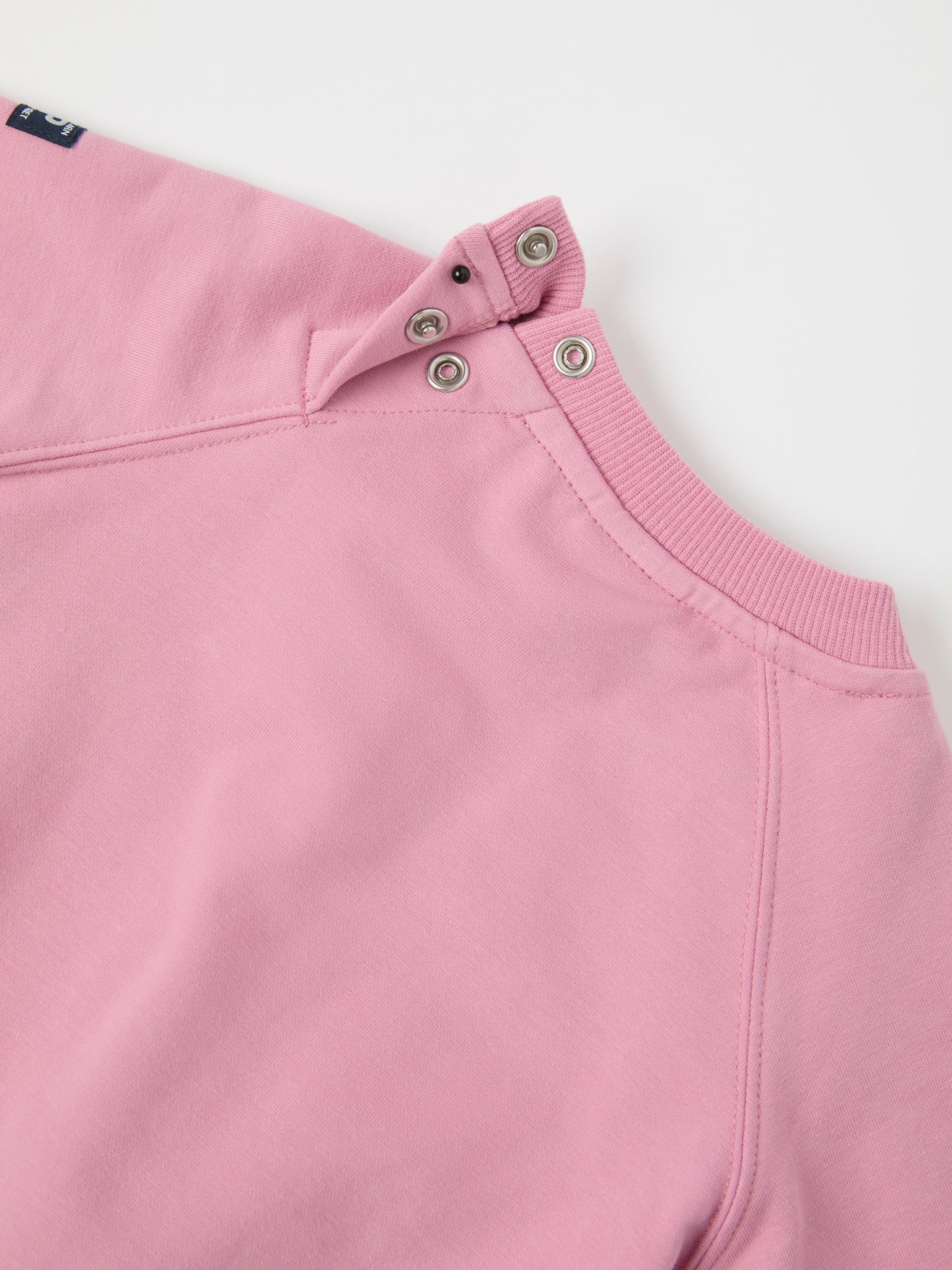 Pink Cotton Baby Sweatshirt from the Polarn O. Pyret baby collection. Nordic kids clothes made from sustainable sources.