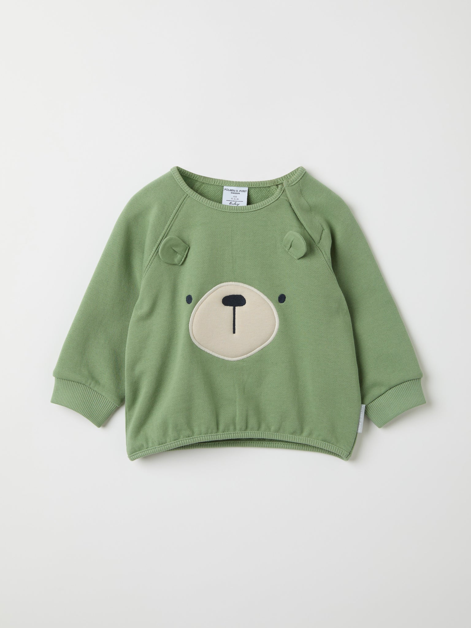 Bear Applique Baby Sweatshirt from the Polarn O. Pyret baby collection. Ethically produced kids clothing.