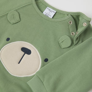 Bear Applique Baby Sweatshirt from the Polarn O. Pyret baby collection. Ethically produced kids clothing.