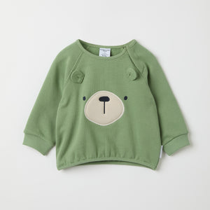 Bear Applique Baby Sweatshirt from the Polarn O. Pyret baby collection. Ethically produced kids clothing.