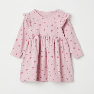 Cotton Heart Print Baby Dress from the Polarn O. Pyret baby collection. Ethically produced kids clothing.