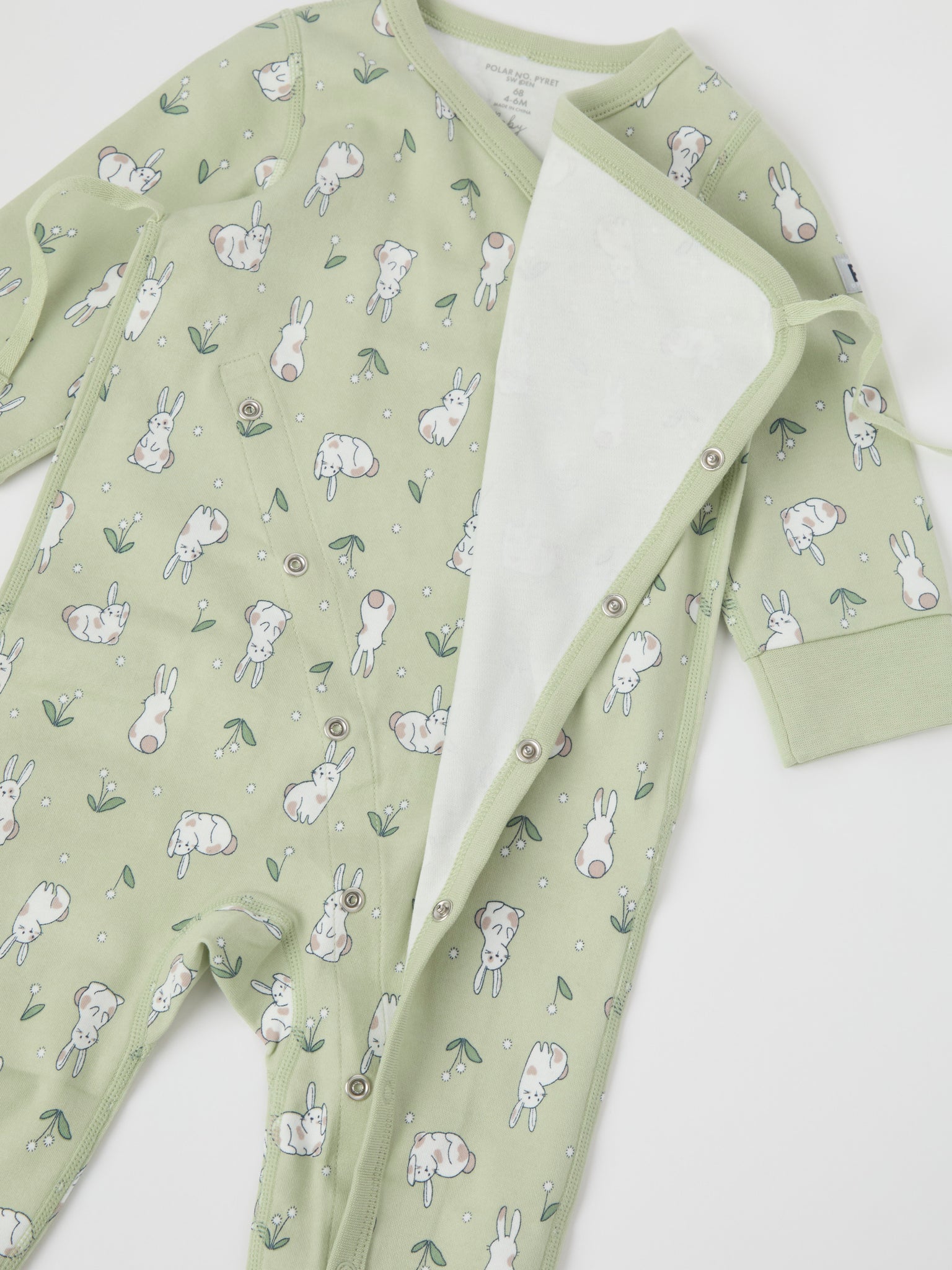 Bunny Print Cotton Baby Romper from the Polarn O. Pyret baby collection. Ethically produced kids clothing.