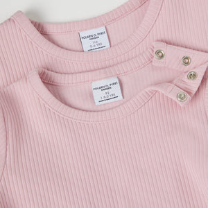 Pink Ribbed Kids Top from Polarn O. Pyret kidswear. The best ethical kids clothes