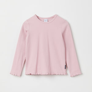 Pink Ribbed Kids Top from Polarn O. Pyret kidswear. The best ethical kids clothes