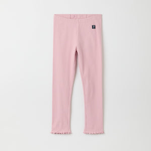 Pink Ribbed Kids Leggings from Polarn O. Pyret kidswear. Nordic kids clothes made from sustainable sources.