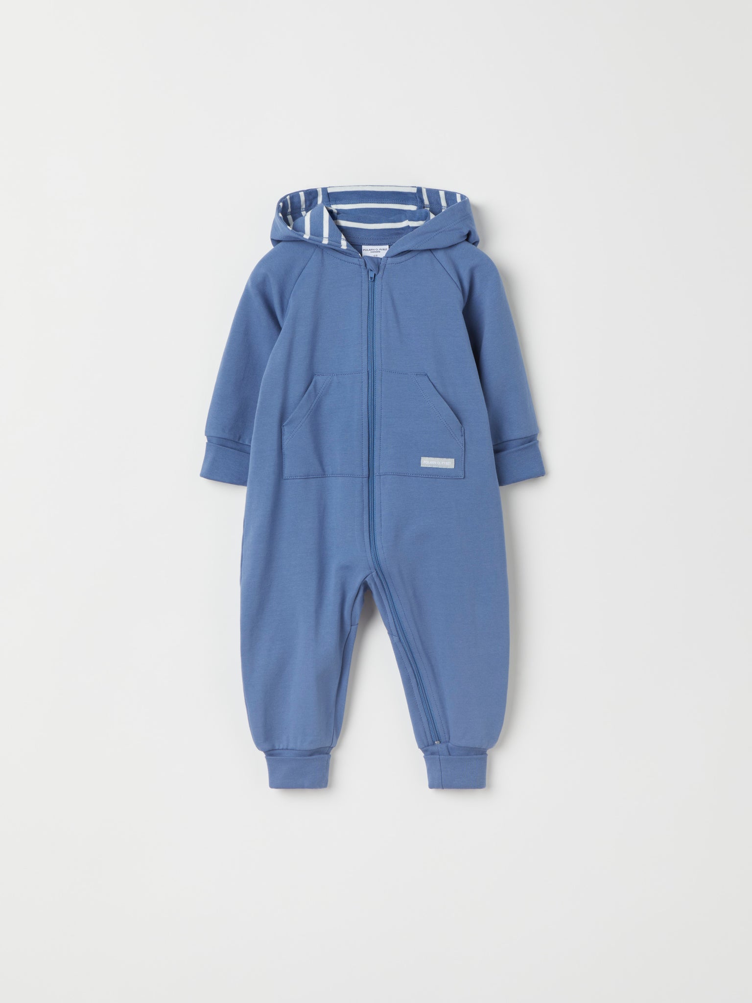 Blue Cotton Sweatshirt Baby All-in-one from the Polarn O. Pyret baby collection. Clothes made using sustainably sourced materials.