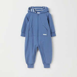 Blue Cotton Sweatshirt Baby All-in-one from the Polarn O. Pyret baby collection. Clothes made using sustainably sourced materials.