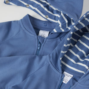 Blue Cotton Sweatshirt Baby All-in-one from the Polarn O. Pyret baby collection. Clothes made using sustainably sourced materials.