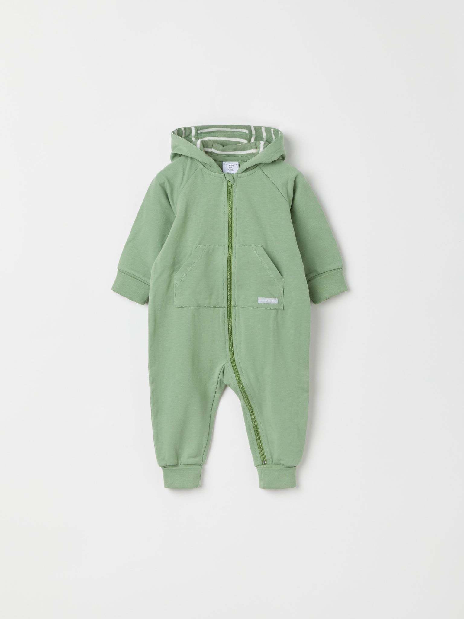 Green Organic Cotton Sweatshirt Baby All-in-one from the Polarn O. Pyret baby collection. Nordic kids clothes made from sustainable sources.