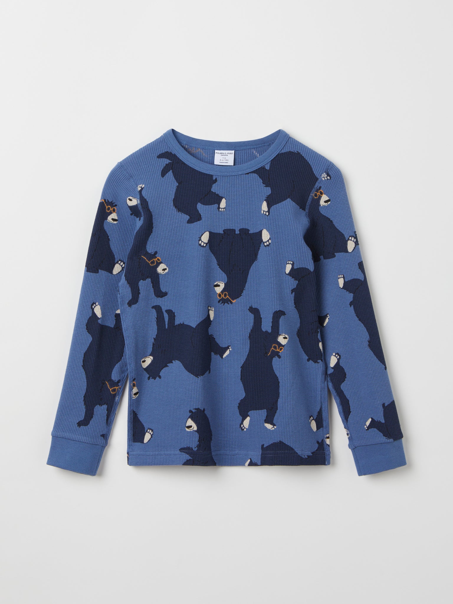 Bear Print Kids Top from Polarn O. Pyret kidswear. Ethically produced kids clothing.