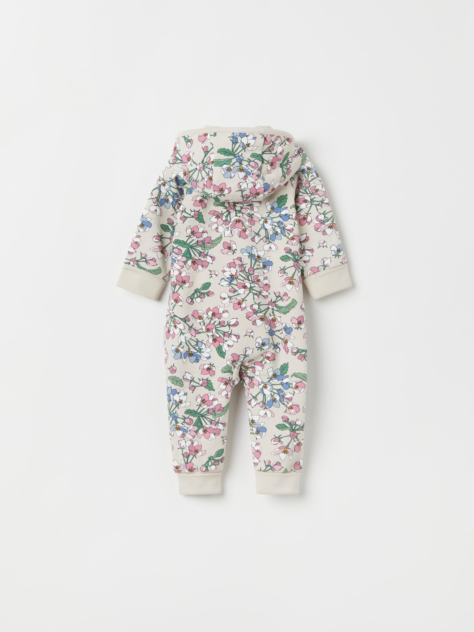 Apple blossom Print Baby All-in-one from the Polarn O. Pyret baby collection. Clothes made using sustainably sourced materials.