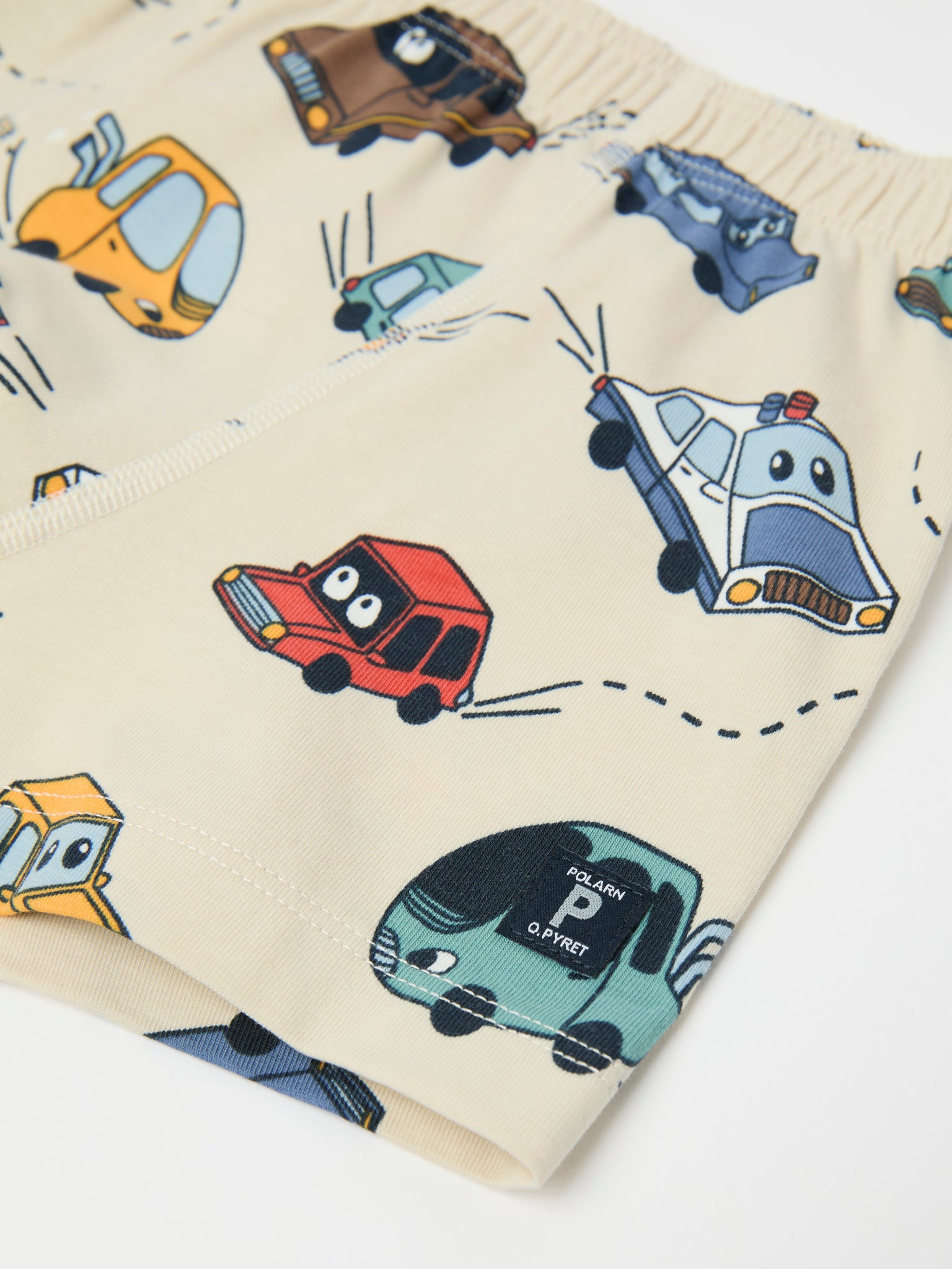 Cotton Boys Boxers with Car Print from Polarn O. Pyret kidswear. Nordic kids clothes made from sustainable sources.