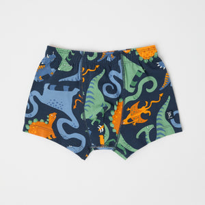 Cotton Boys Boxers with Dinosaur Print from Polarn O. Pyret kidswear. Clothes made using sustainably sourced materials.