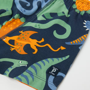 Cotton Boys Boxers with Dinosaur Print from Polarn O. Pyret kidswear. Clothes made using sustainably sourced materials.