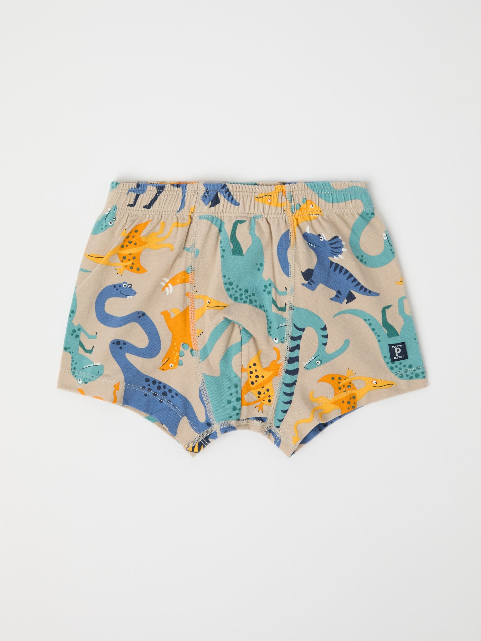 Cotton Boys Boxers with Dinosaur Print from Polarn O. Pyret kidswear. Ethically produced kids clothing.