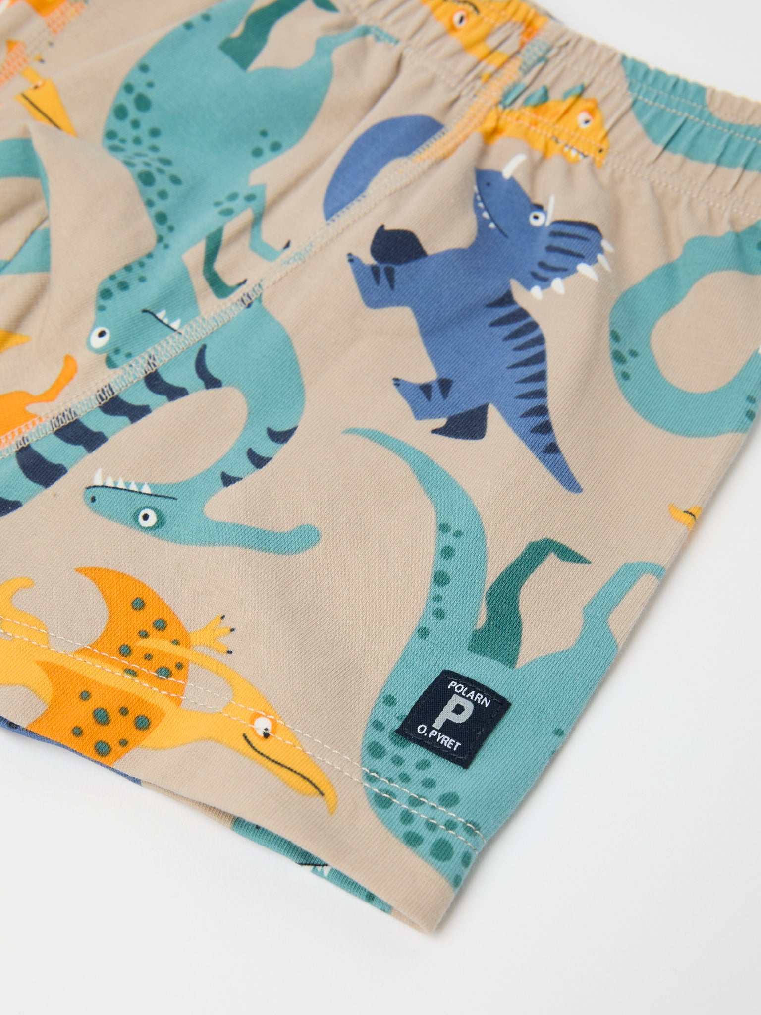 Cotton Boys Boxers with Dinosaur Print from Polarn O. Pyret kidswear. Ethically produced kids clothing.