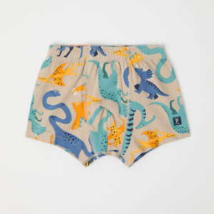 Cotton Boys Boxers with Dinosaur Print from Polarn O. Pyret kidswear. Ethically produced kids clothing.