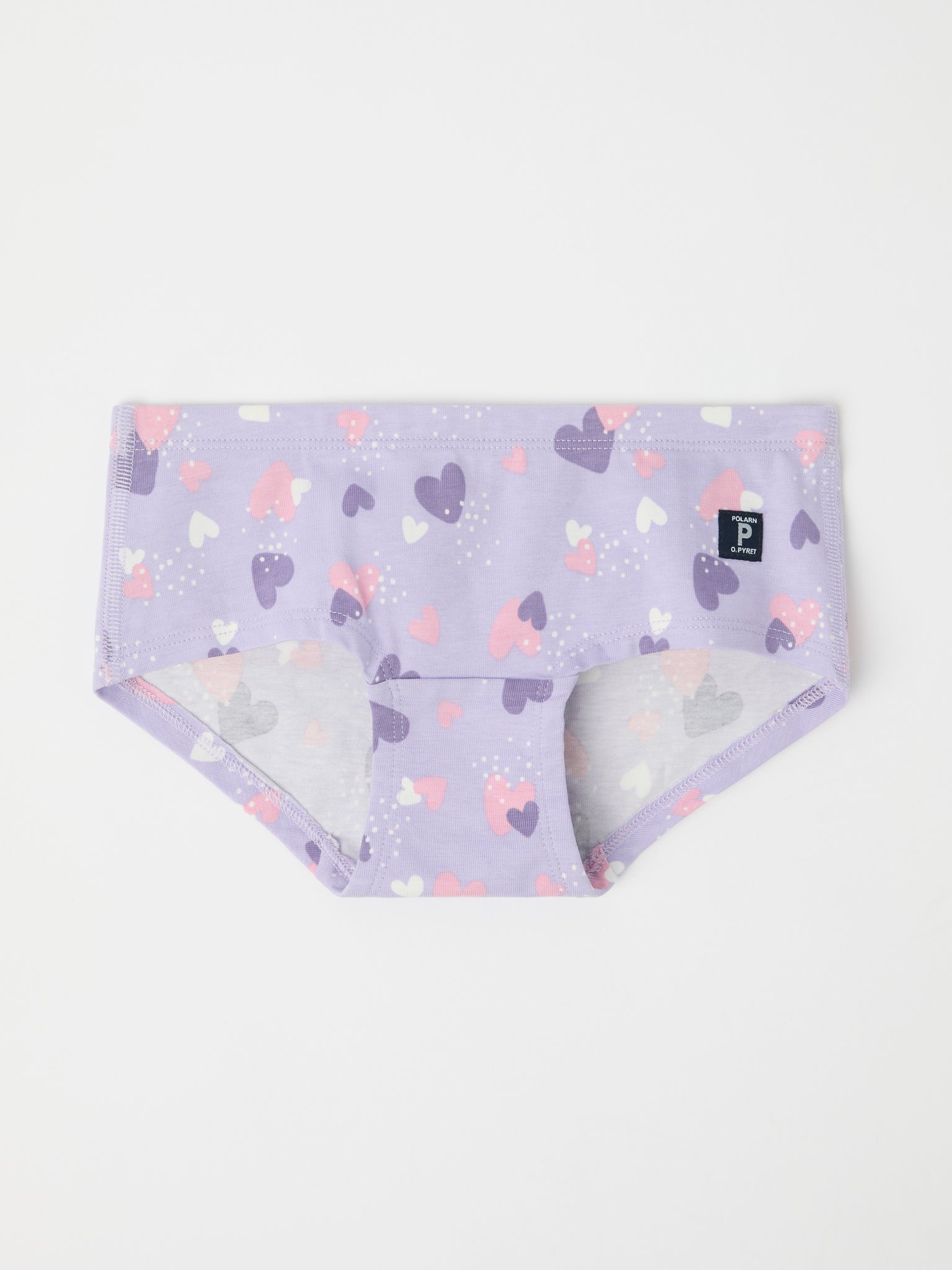 Girls Heart Print Hipster Briefs from Polarn O. Pyret kidswear. Clothes made using sustainably sourced materials.