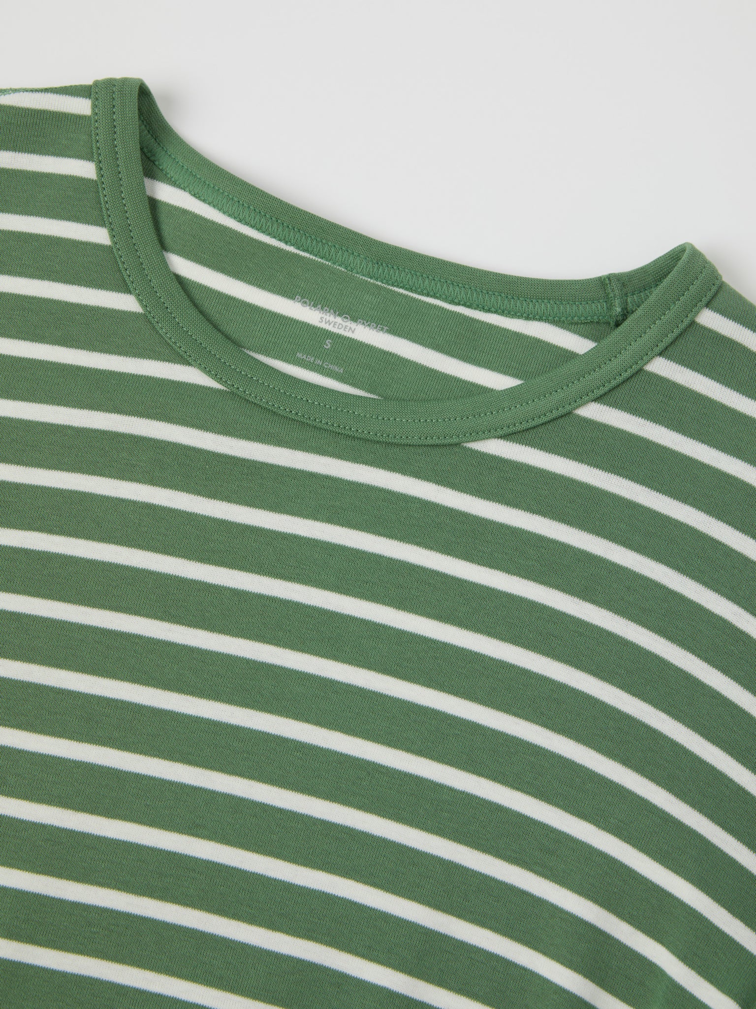 Green Striped Adult Pyjamas from Polarn O. Pyret kidswear. Nordic kids clothes made from sustainable sources.