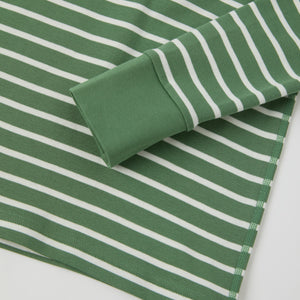 Green Striped Adult Pyjamas from Polarn O. Pyret kidswear. Nordic kids clothes made from sustainable sources.