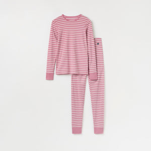 Pink Striped Adult Pyjamas from Polarn O. Pyret kidswear. Clothes made using sustainably sourced materials.