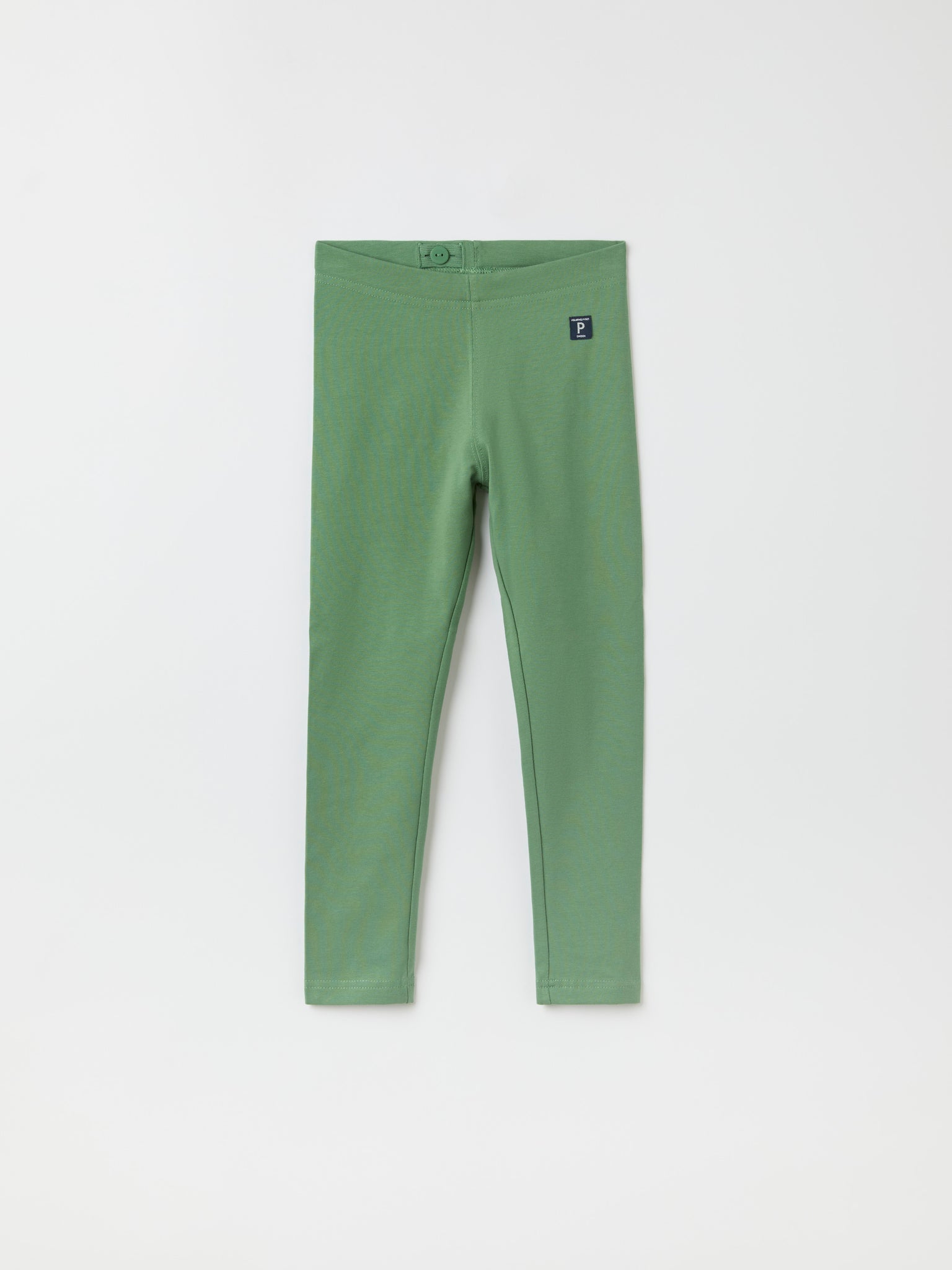 Green Organic Kids Leggings from Polarn O. Pyret kidswear. The best ethical kids clothes