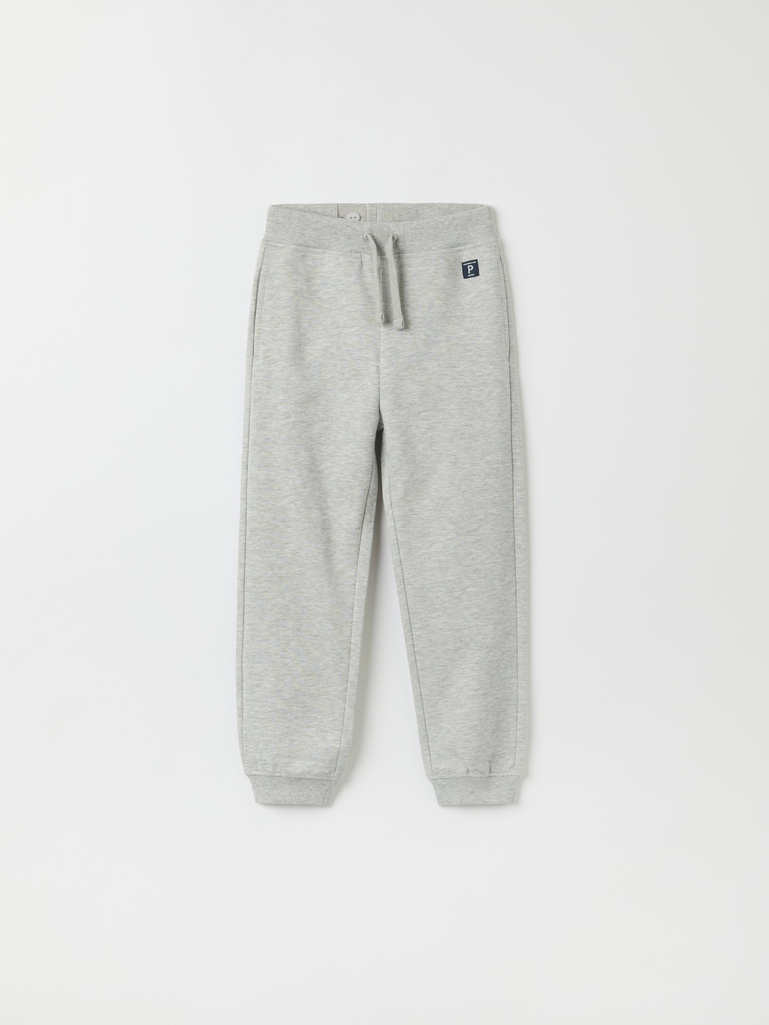 Grey Organic Kids Joggers from Polarn O. Pyret kidswear. Ethically produced kids clothing.