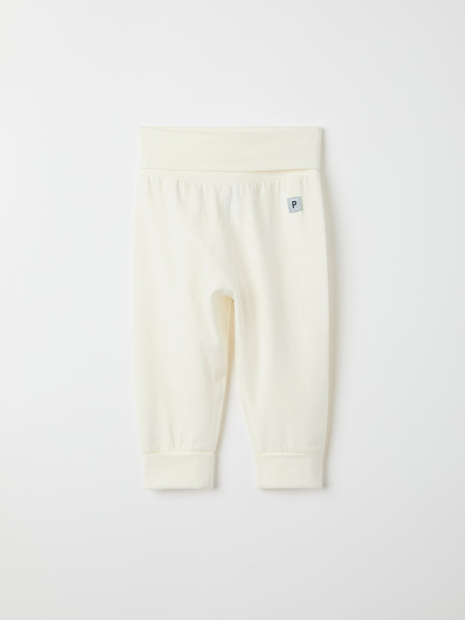 White Cotton Baby Leggings from the Polarn O. Pyret baby collection. Ethically produced kids clothing.