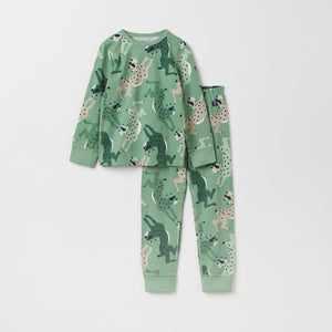 Lynx Print Kids Pyjamas from Polarn O. Pyret kidswear. Nordic kids clothes made from sustainable sources.