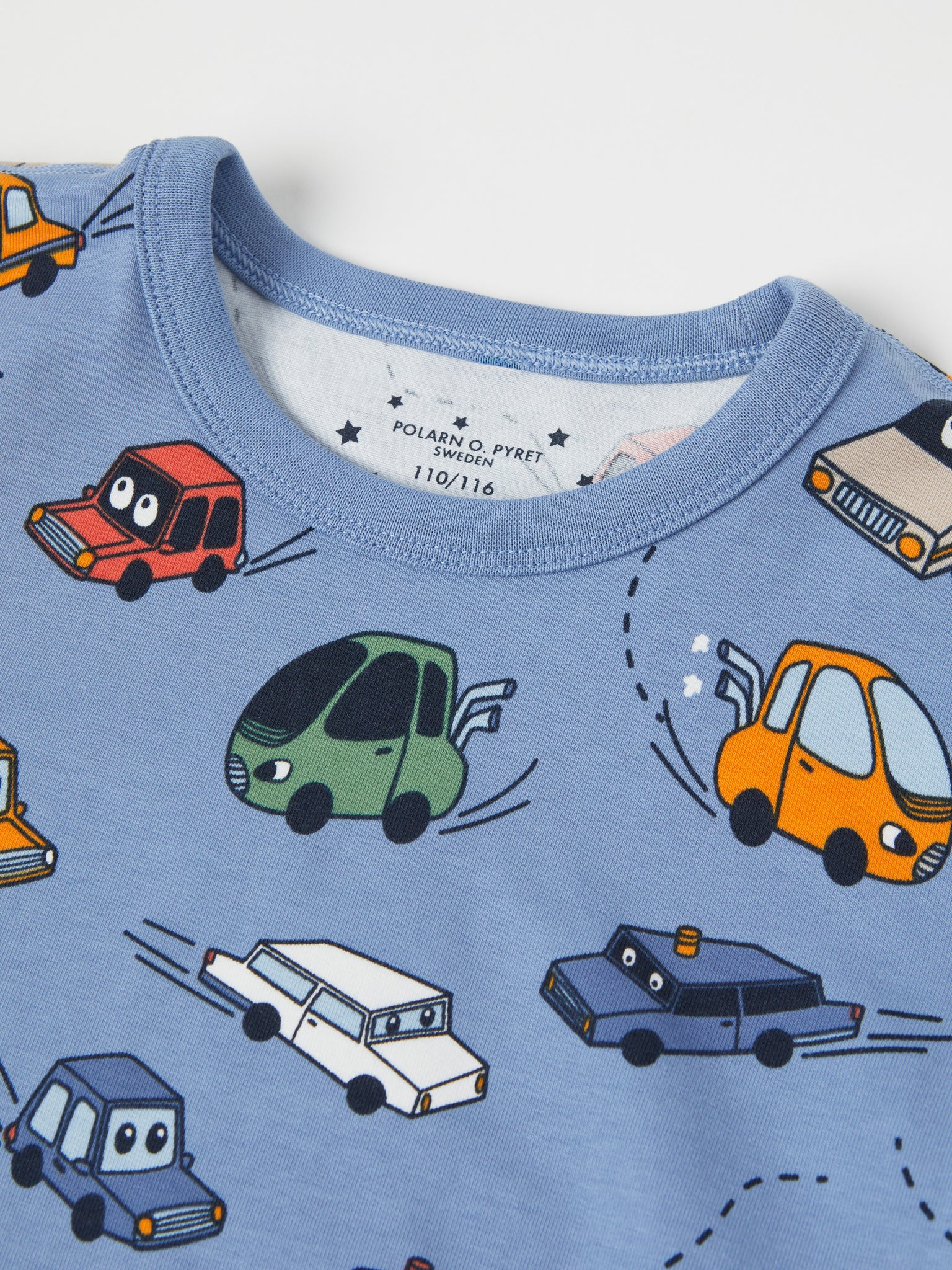 Car Print Kids Pyjamas from Polarn O. Pyret kidswear. Ethically produced kids clothing.