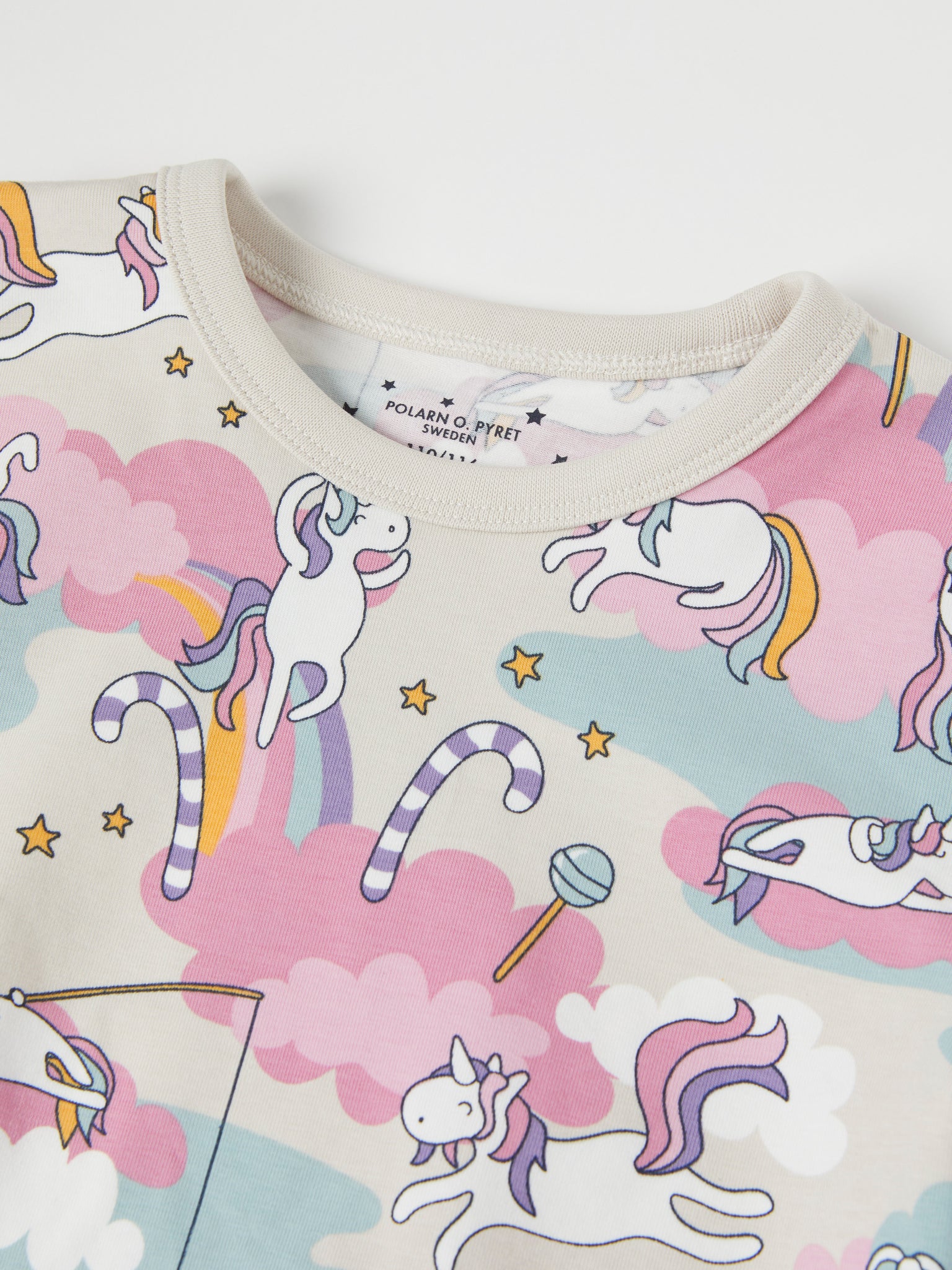 Unicorn Print Kids Pyjamas from Polarn O. Pyret kidswear. Clothes made using sustainably sourced materials.