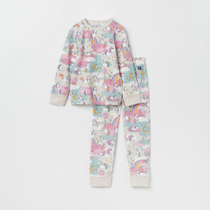 Unicorn Print Kids Pyjamas from Polarn O. Pyret kidswear. Clothes made using sustainably sourced materials.