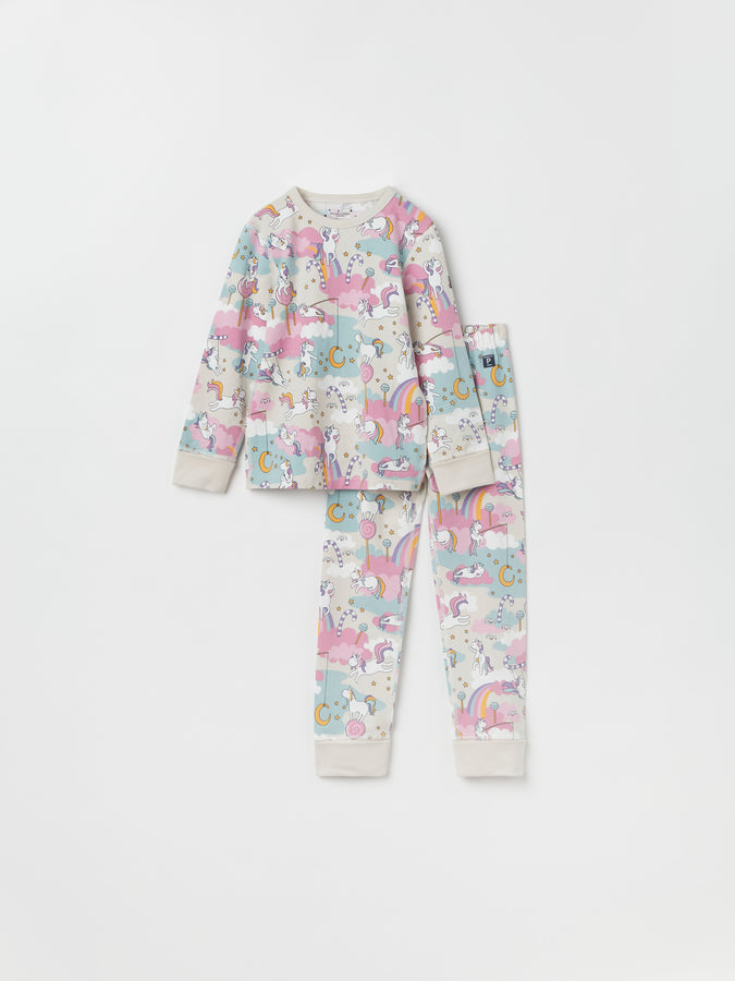 Unicorn Print Kids Pyjamas from Polarn O. Pyret kidswear. Clothes made using sustainably sourced materials.