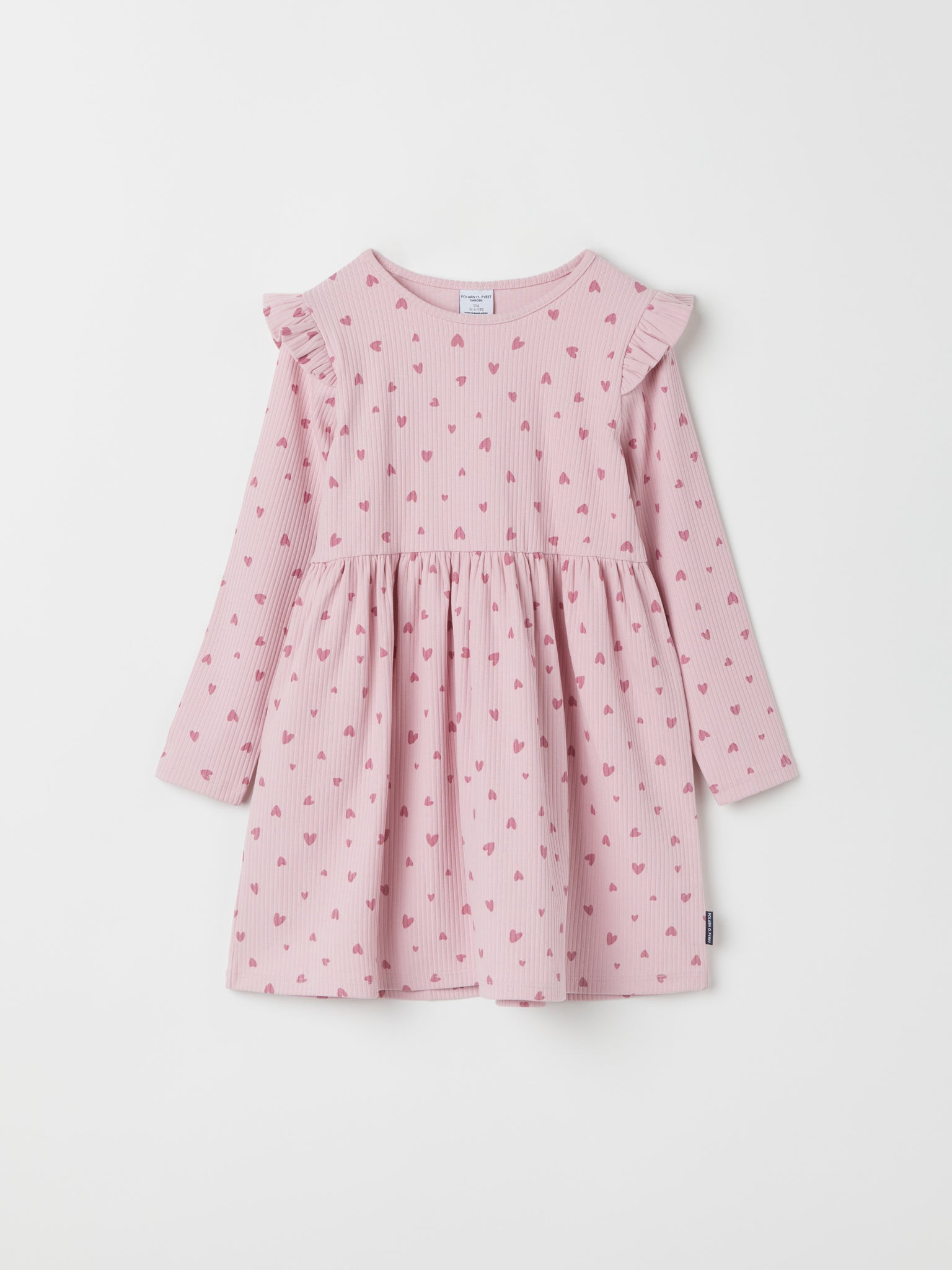 Heart Print Ribbed Kids Dress from Polarn O. Pyret kidswear. The best ethical kids clothes