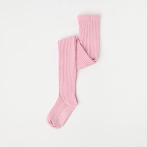 Pink Ribbed Kids Tights from Polarn O. Pyret kidswear. Ethically produced kids clothing.