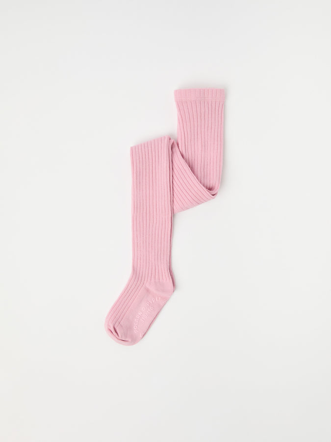 Pink Ribbed Kids Tights from Polarn O. Pyret kidswear. Ethically produced kids clothing.