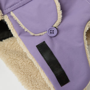 Purple Kids Fur Trim Hat from the Polarn O. Pyret kidswear collection. Ethically produced kids outerwear.