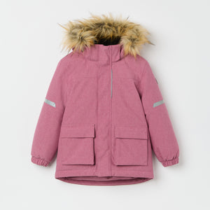 Pink Padded Waterproof Kids Coat from the Polarn O. Pyret kidswear collection. Ethically produced kids outerwear.