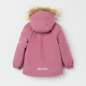 Pink Padded Waterproof Kids Coat from the Polarn O. Pyret kidswear collection. Ethically produced kids outerwear.