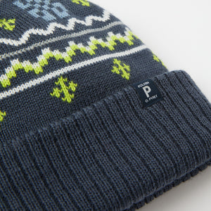 Blue Kids Nordic Bobble Hat from the Polarn O. Pyret kidswear collection. The best ethical kids outerwear.