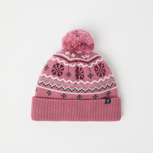 Pink Kids Nordic Bobble Hat from the Polarn O. Pyret kidswear collection. Quality kids clothing made to last.