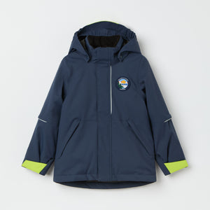 Navy Padded Kids Ski Jackets from the Polarn O. Pyret kidswear collection. The best ethical kids outerwear.