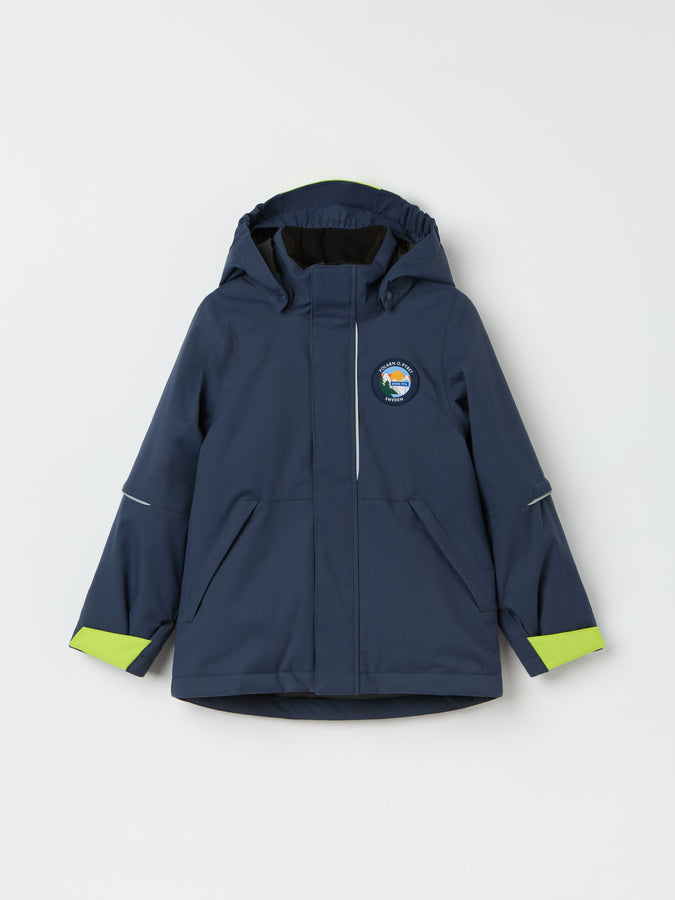 Navy Padded Kids Ski Jackets from the Polarn O. Pyret kidswear collection. The best ethical kids outerwear.