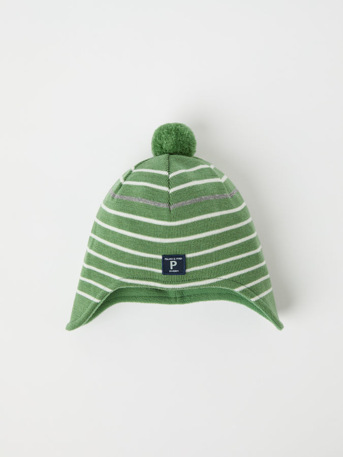 Green Merino Wool Kids Bobble Hat from the Polarn O. Pyret kidswear collection. Quality kids clothing made to last.