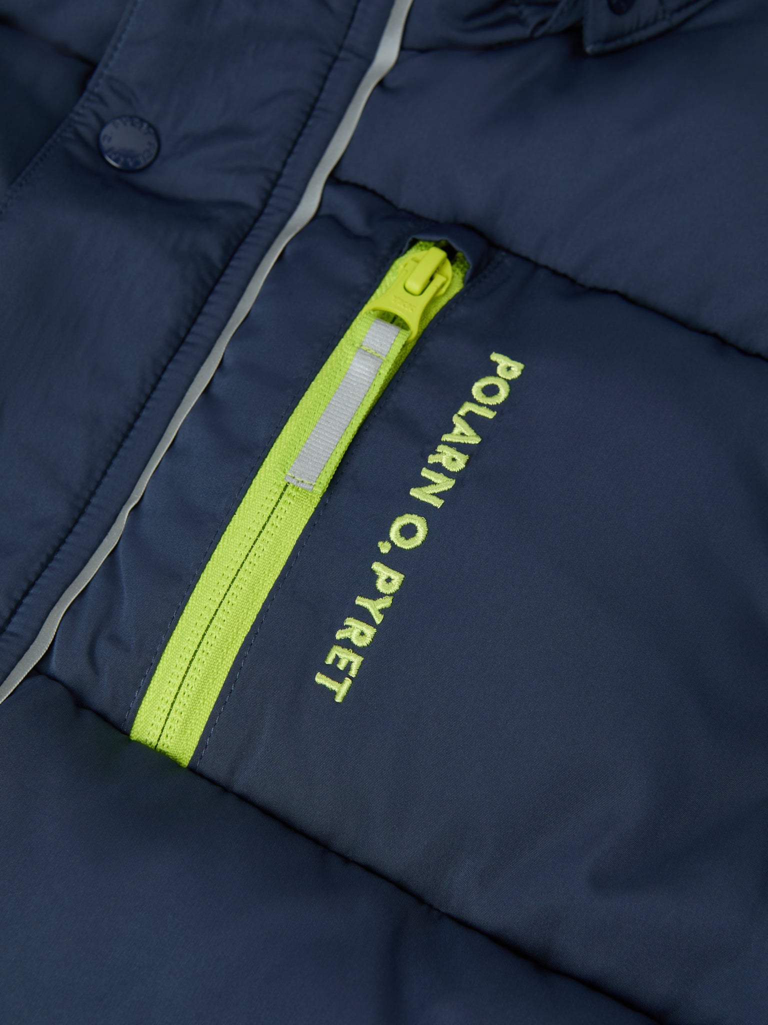 Navy Padded Water Resistant Kids Coat from the Polarn O. Pyret kidswear collection. The best ethical kids outerwear.