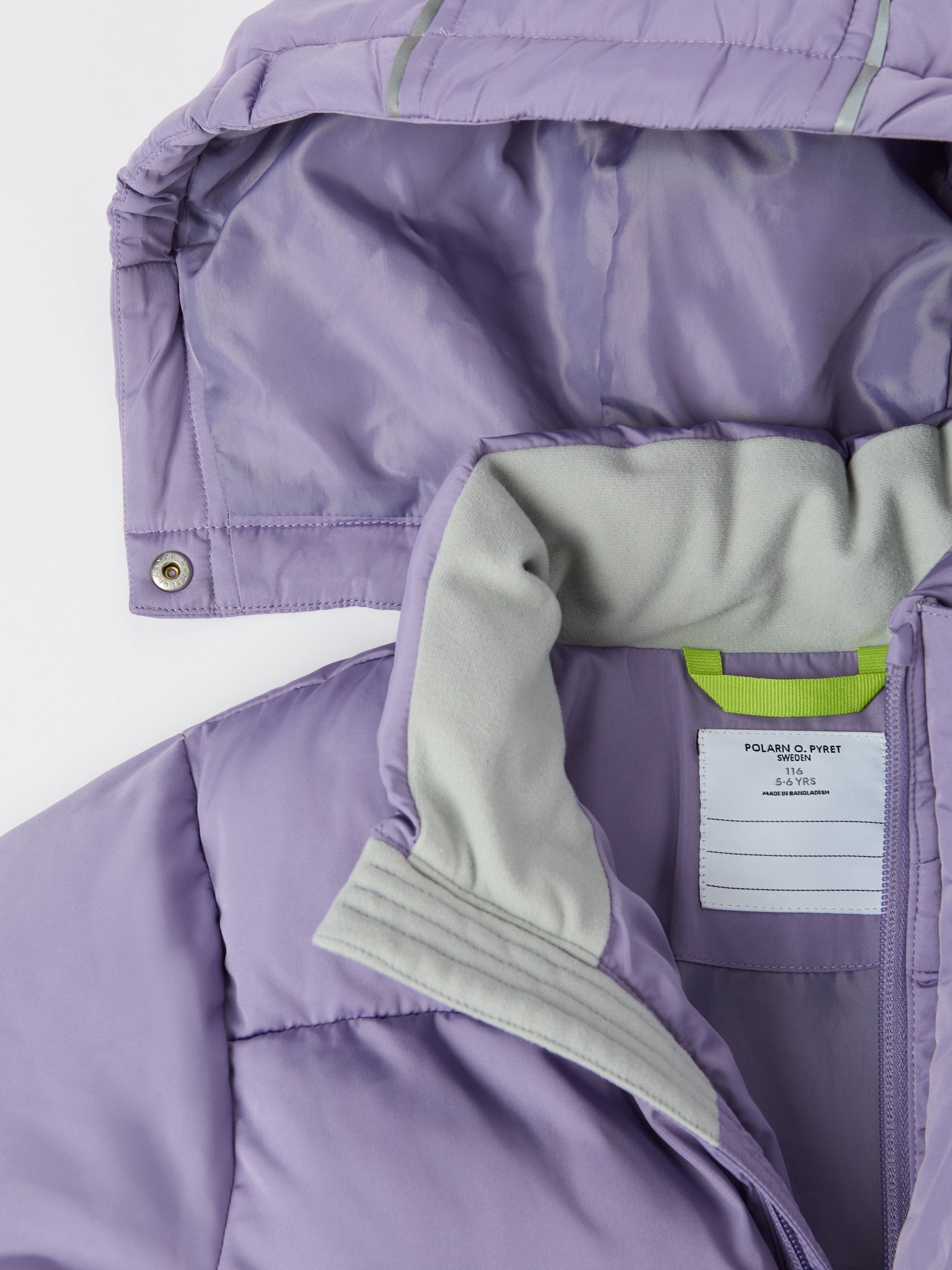 Purple Padded Water Resistant Kids Coat from the Polarn O. Pyret kidswear collection. Quality kids clothing made to last.