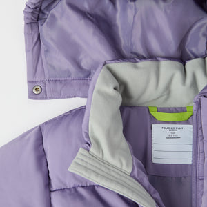 Purple Padded Water Resistant Kids Coat from the Polarn O. Pyret kidswear collection. Quality kids clothing made to last.