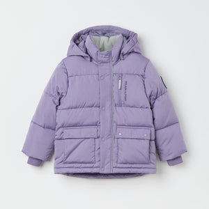 Purple Padded Water Resistant Kids Coat from the Polarn O. Pyret kidswear collection. Quality kids clothing made to last.