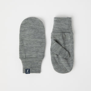 Grey Kids Wool Mitten Liner from the Polarn O. Pyret kidswear collection. Made using ethically sourced materials.